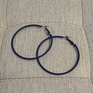 NEW Large Navy Hoop Earrings
